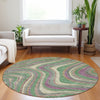 Piper Looms Mayfield Swirls AMF756 Graphite Machine Washable Area Rug Round Lifestyle Image Feature