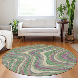 Piper Looms Mayfield Swirls AMF756 Graphite Machine Washable Area Rug Round Lifestyle Image Feature