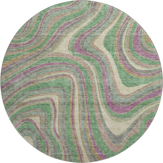 Piper Looms Mayfield Swirls AMF756 Graphite Machine Washable Area Rug Round Main Image