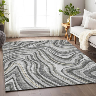 Piper Looms Mayfield Swirls AMF756 Gray Machine Washable Area Rug Lifestyle Image Feature