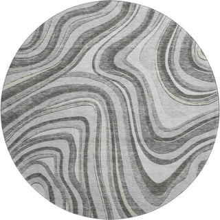 Piper Looms Mayfield Swirls AMF756 Gray Machine Washable Area Rug Round Main Image