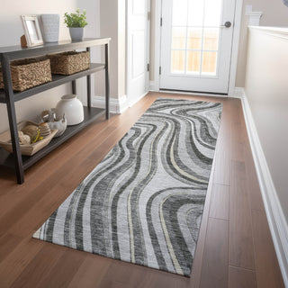 Piper Looms Mayfield Swirls AMF756 Gray Machine Washable Area Rug Runner Lifestyle Image Feature