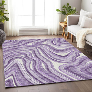 Piper Looms Mayfield Swirls AMF756 Lavender Machine Washable Area Rug Lifestyle Image Feature