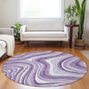 Piper Looms Mayfield Swirls AMF756 Lavender Machine Washable Area Rug Round Lifestyle Image Feature