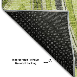 Piper Looms Mayfield Swirls AMF756 Lime Machine Washable Area Rug Backing Image