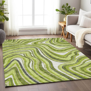 Piper Looms Mayfield Swirls AMF756 Lime Machine Washable Area Rug Lifestyle Image Feature