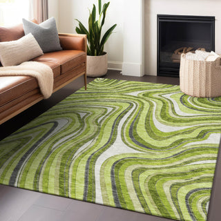 Piper Looms Mayfield Swirls AMF756 Lime Machine Washable Area Rug Lifestyle Image Feature