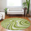 Piper Looms Mayfield Swirls AMF756 Lime Machine Washable Area Rug Round Lifestyle Image Feature