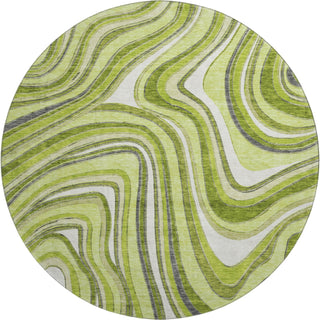 Piper Looms Mayfield Swirls AMF756 Lime Machine Washable Area Rug Round Main Image