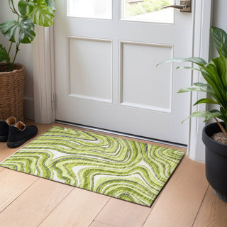 Piper Looms Mayfield Swirls AMF756 Lime Machine Washable Area Rug Scatter Lifestyle Image Feature