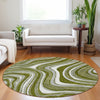 Piper Looms Mayfield Swirls AMF756 Olive Machine Washable Area Rug Round Lifestyle Image Feature