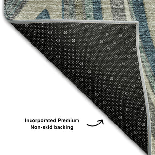 Piper Looms Mayfield Swirls AMF756 Teal Machine Washable Area Rug Backing Image
