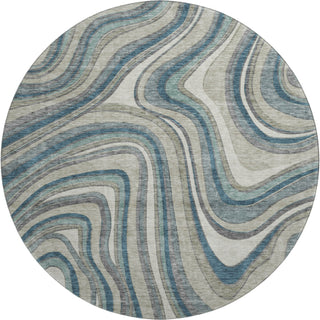 Piper Looms Mayfield Swirls AMF756 Teal Machine Washable Area Rug Round Main Image