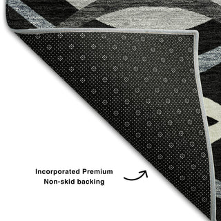 Piper Looms Mayfield Waves AMF757 Black Machine Washable Area Rug Backing Image