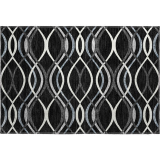 Piper Looms Mayfield Waves AMF757 Black Machine Washable Area Rug Scatter Main Image