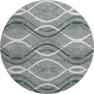 Piper Looms Mayfield Waves AMF757 Gray Machine Washable Area Rug Round Main Image