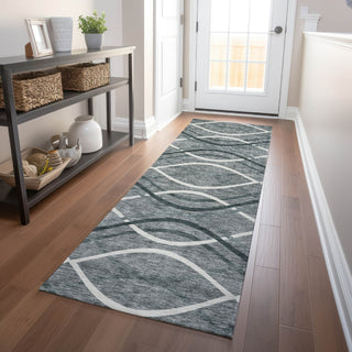 Piper Looms Mayfield Waves AMF757 Gray Machine Washable Area Rug Runner Lifestyle Image Feature