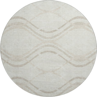 Piper Looms Mayfield Waves AMF757 Ivory Machine Washable Area Rug Round Main Image
