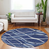 Piper Looms Mayfield Waves AMF757 Navy Machine Washable Area Rug Round Lifestyle Image Feature