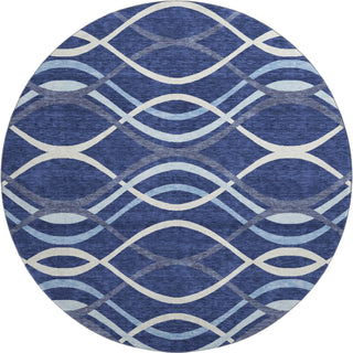Piper Looms Mayfield Waves AMF757 Navy Machine Washable Area Rug Round Main Image