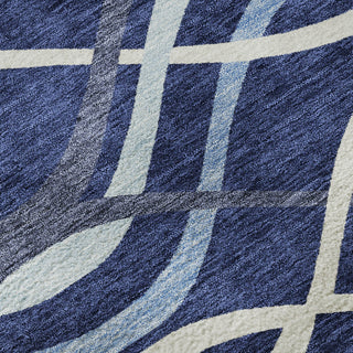 Piper Looms Mayfield Waves AMF757 Navy Machine Washable Area Rug Swatch Image