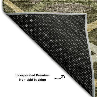Piper Looms Mayfield Waves AMF757 Olive Machine Washable Area Rug Backing Image