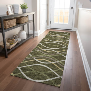 Piper Looms Mayfield Waves AMF757 Olive Machine Washable Area Rug Runner Lifestyle Image Feature