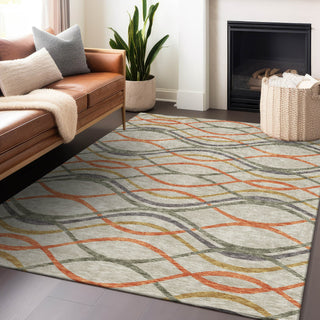 Piper Looms Mayfield Waves AMF757 Orange Machine Washable Area Rug Lifestyle Image Feature