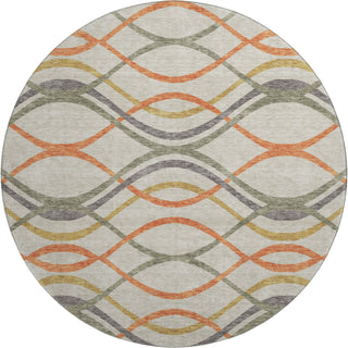 Piper Looms Mayfield Waves AMF757 Orange Machine Washable Area Rug Round Main Image