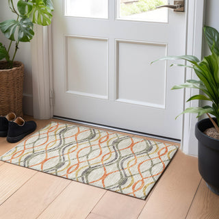 Piper Looms Mayfield Waves AMF757 Orange Machine Washable Area Rug Scatter Lifestyle Image Feature