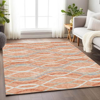 Piper Looms Mayfield Waves AMF757 Peach Machine Washable Area Rug Lifestyle Image Feature