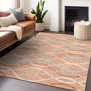Piper Looms Mayfield Waves AMF757 Peach Machine Washable Area Rug Lifestyle Image Feature