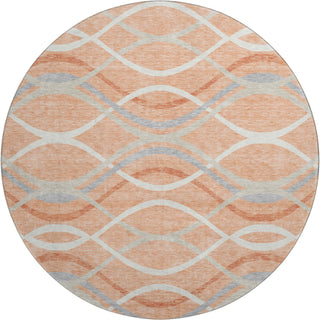 Piper Looms Mayfield Waves AMF757 Peach Machine Washable Area Rug Round Main Image