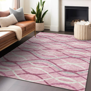 Piper Looms Mayfield Waves AMF757 Pink Machine Washable Area Rug Lifestyle Image Feature