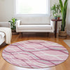 Piper Looms Mayfield Waves AMF757 Pink Machine Washable Area Rug Round Lifestyle Image Feature