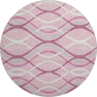 Piper Looms Mayfield Waves AMF757 Pink Machine Washable Area Rug Round Main Image
