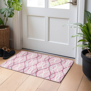 Piper Looms Mayfield Waves AMF757 Pink Machine Washable Area Rug Scatter Lifestyle Image Feature