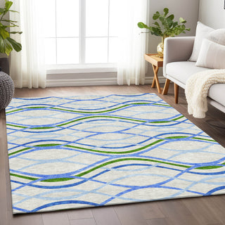 Piper Looms Mayfield Waves AMF757 Sky Machine Washable Area Rug Lifestyle Image Feature