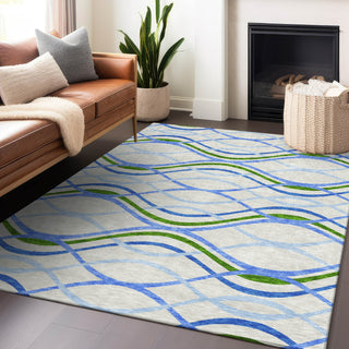Piper Looms Mayfield Waves AMF757 Sky Machine Washable Area Rug Lifestyle Image Feature
