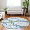 Piper Looms Mayfield Waves AMF757 Sky Machine Washable Area Rug Round Lifestyle Image Feature