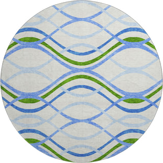 Piper Looms Mayfield Waves AMF757 Sky Machine Washable Area Rug Round Main Image