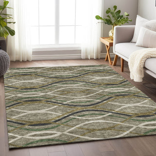 Piper Looms Mayfield Waves AMF757 Taupe Machine Washable Area Rug Lifestyle Image Feature