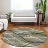 Piper Looms Mayfield Waves AMF757 Taupe Machine Washable Area Rug Round Lifestyle Image Feature