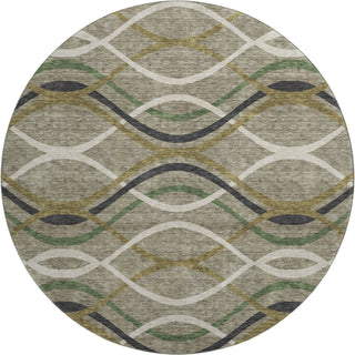 Piper Looms Mayfield Waves AMF757 Taupe Machine Washable Area Rug Round Main Image