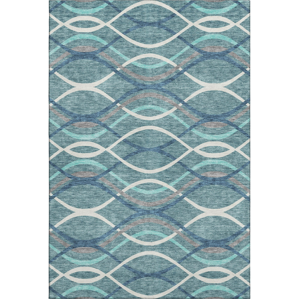 Piper Looms Mayfield Waves AMF757 Teal Machine Washable Area Rug main image