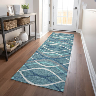 Piper Looms Mayfield Waves AMF757 Teal Machine Washable Area Rug Runner Lifestyle Image Feature