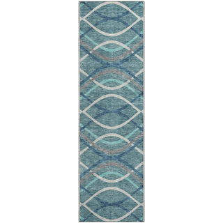 Piper Looms Mayfield Waves AMF757 Teal Machine Washable Area Rug Runner Main Image
