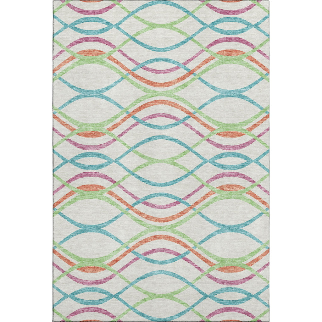 Piper Looms Mayfield Waves AMF757 White Machine Washable Area Rug main image