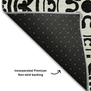 Piper Looms Mayfield Medallions AMF758 Black Machine Washable Area Rug Backing Image