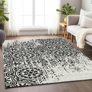 Piper Looms Mayfield Medallions AMF758 Black Machine Washable Area Rug Lifestyle Image Feature